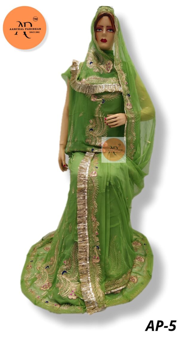 Aanchal Paridhan Rajasthani Rajputi Pure Georgette Poshak (Dark Green) -  Aanchal Paridhan